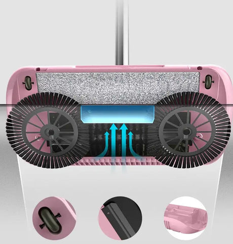 Hand Push Sweeper Household Broom Dustpan Mop Floor All-in-one Machine Gift Mop Sweeper - Lootquake