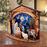 Escena de la Natividad del Nacimiento de Jesús, conjunto decorativo de G. Debrekht, decoración navideña - 852761
