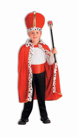 Boys Red King Robe and Crown Costume Set