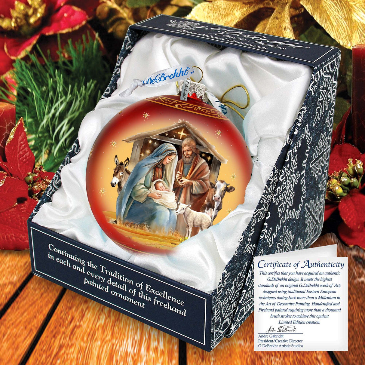 Born Under Bright Star Nativity Lg Glass Ornament by G. Debrekht - Nativity Holiday Decor - 73937