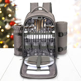 4-Person Picnic Backpack with Cooler Compartment, Detachable Bottle/Wine Holder, Fleece Blanket, Plates & Cutlery Set - Perfect for Outdoor, Sports, Hiking, Camping, BBQs (Coffee), Camping Essentials | Stylish Picnic Bag | St