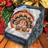 Be Thankful Turkey Sitter Ball Glass Ornament by Jamie Mills-Price - Thanksgiving Halloween Decor - 71210-7702