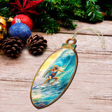 Nautical Christmas Decor - Surfer Girl's Ride Wooden Ornaments by G. Debrekht Coastal Holiday Decor - 8688176