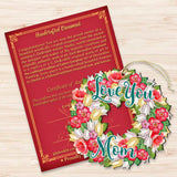 Love You Mom Flowers Wreath Wooden Ornaments by G. DeBrekht - Easter Spring Decor - 8185303