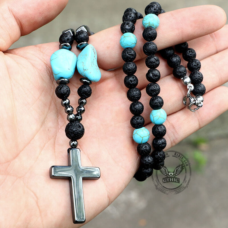 Collar de cuentas turquesas de 60 cm