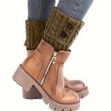 Calentadores de piernas con botones, calcetines de punto a crochet, medias y calcetería para mujer