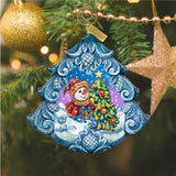 Adorno navideño de muñeco de nieve feliz, esculpido y pintado a mano por G. DeBrekht - Decoración navideña de muñeco de nieve de Papá Noel - 610274