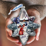 Snowman Play North Star Glass Ornament by G. DeBrekht - Christmas Santa Snowman Decor - 755-099