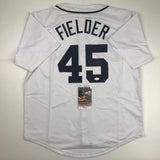 Camiseta de béisbol blanca de Detroit autografiada/firmada por Cecil Fielder JSA COA