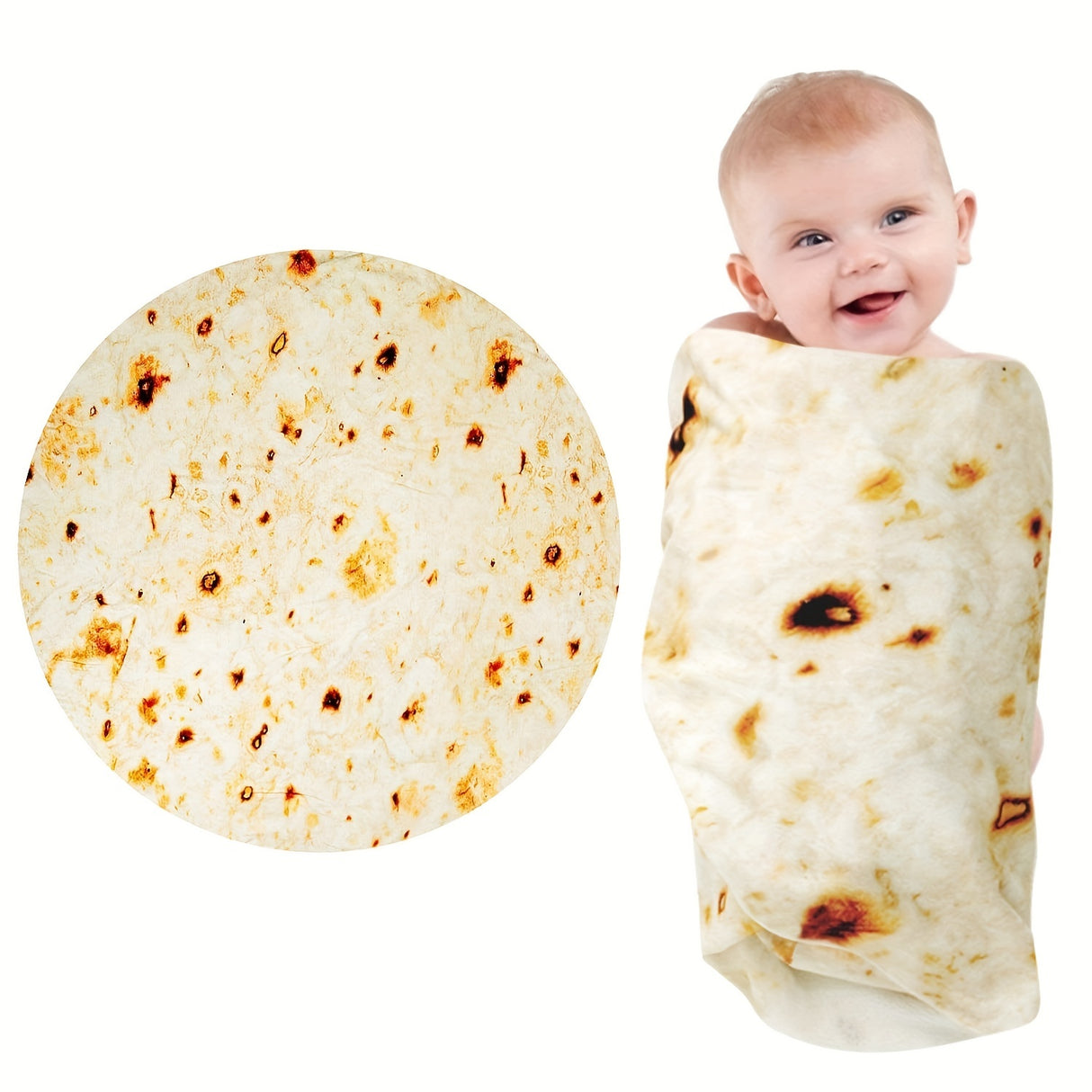 Couverture bébé en flanelle douce 285 g/m², motif tortilla – Le cadeau idéal pour une baby shower ! Cadeau d'Halloween ou de Noël.