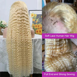613 Deep Wave Frontal Wig 13x6 HD Water Wave Lace Front Wig 30 40 Inch Honey Blond 13x4 Blonde Lace Front Curly Human Hair Wigs