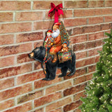 Decoración navideña para puerta con Papá Noel y su oso negro, de G. Debrekht - Decoración navideña con Papá Noel y muñeco de nieve - 8611064H