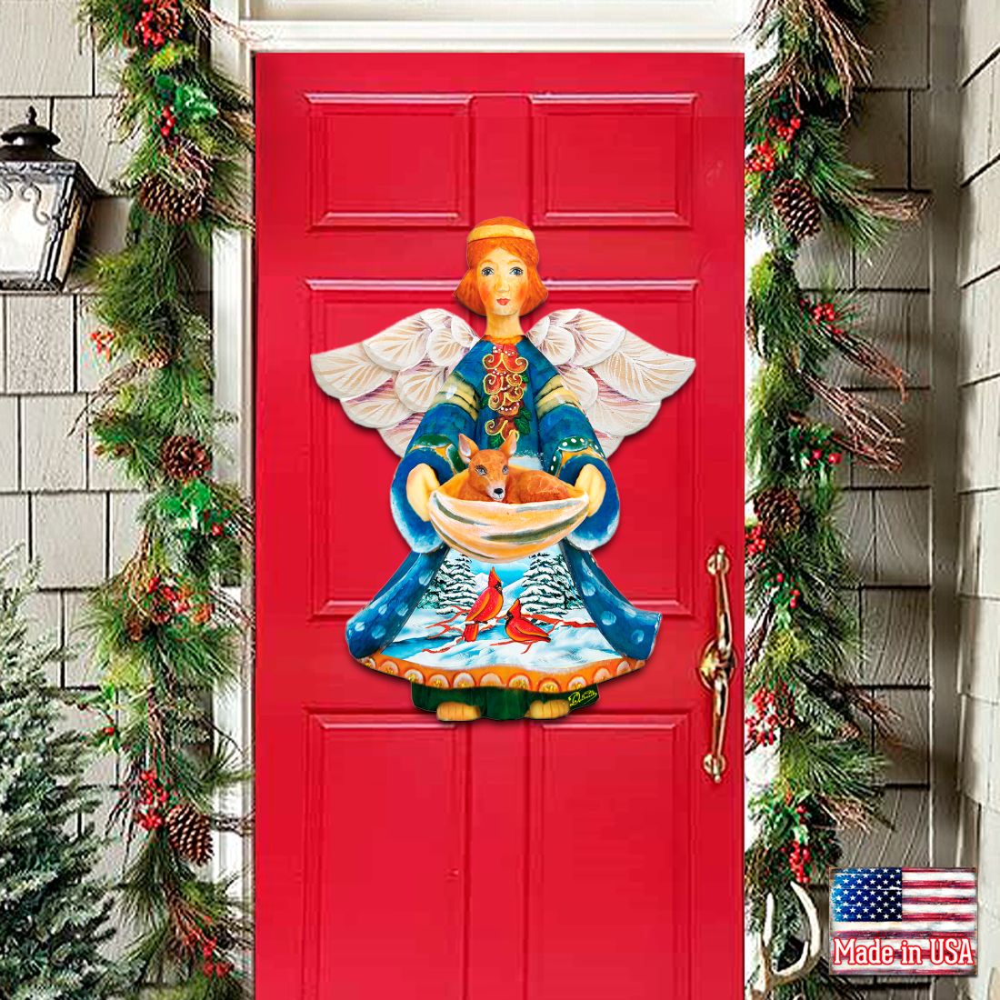 Decoración para puerta de Natividad con Ciervo y Ángel de la Guarda de G. DeBrekht - Decoración navideña de Natividad - 8152510H