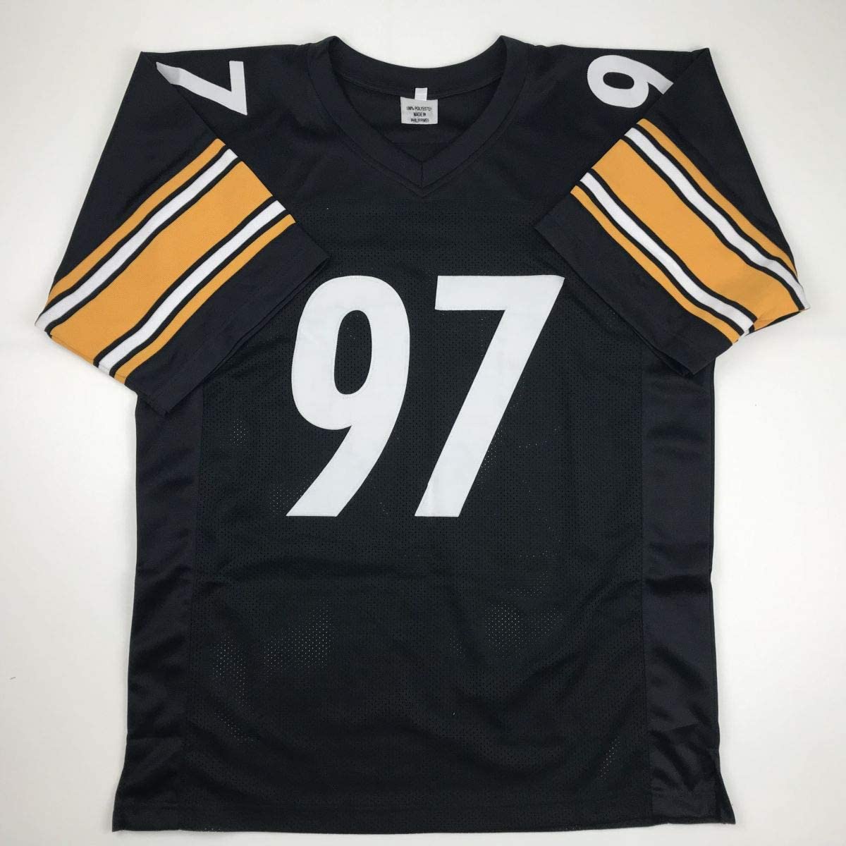Camiseta de fútbol americano negra de Pittsburgh autografiada/firmada por Cameron Cam Heyward (JSA COA)