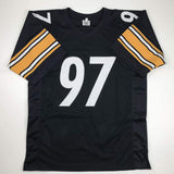 Camiseta de fútbol americano negra de Pittsburgh autografiada/firmada por Cameron Cam Heyward (JSA COA)
