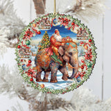 Adornos de madera con corona de Papá Noel y elefante de G. Debrekht: decoración navideña con Papá Noel y muñeco de nieve - 8611043