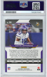 Tarjeta de fútbol americano Panini Prizm Justin Jefferson n.° 398 Rookie RC, clasificada en 2020, PSA 10 Gem Mint
