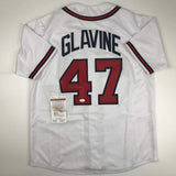 Camiseta de béisbol blanca de Atlanta con autografiado/firmado de Tom Glavine JSA COA
