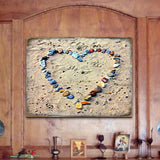Arte de pared costero de madera con forma de corazón de Sperber de Nature Wonders - Decoración costera con vida marina - 95254B