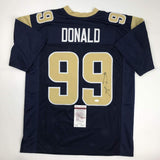 Autographed/Signed Aaron Donald Los Angeles LA Dark Blue Football Jersey JSA COA