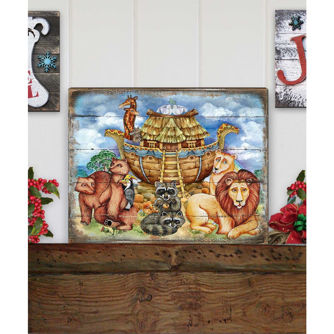 Noah's Ark Wooden Wall Art by G. DeBrekht - Nativity Holiday Decor - 8173521B