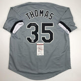Camiseta de béisbol gris de Chicago autografiada/firmada por Frank Thomas JSA COA