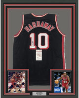 Camiseta de baloncesto negra de Miami de Tim Hardaway, enmarcada, autografiada y firmada, 35 x 39, JSA COA