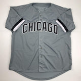 Camiseta de béisbol gris de Chicago autografiada/firmada por Frank Thomas JSA COA