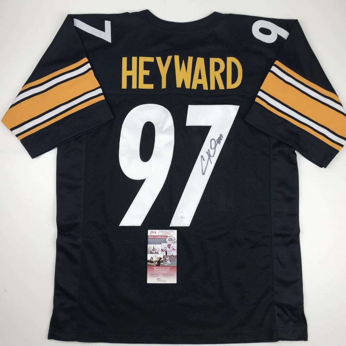 Camiseta de fútbol americano negra de Pittsburgh autografiada/firmada por Cameron Cam Heyward (JSA COA)