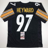 Camiseta de fútbol americano negra de Pittsburgh autografiada/firmada por Cameron Cam Heyward (JSA COA)