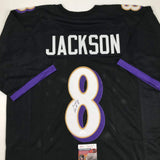 Autographed/Signed Lamar Jackson Baltimore Black Football Jersey JSA COA