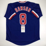Autographed/Signed Andre Dawson Chicago Blue Baseball Jersey JSA COA