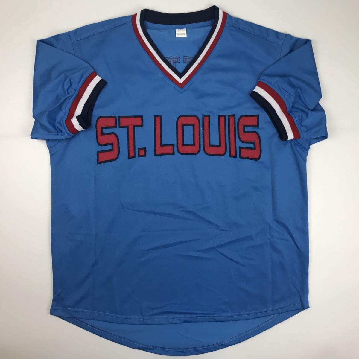 Camiseta de béisbol azul de San Luis del Salón de la Fama 06 autografiada/firmada por Bruce Sutter (JSA COA)