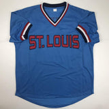 Camiseta de béisbol azul de San Luis del Salón de la Fama 06 autografiada/firmada por Bruce Sutter (JSA COA)