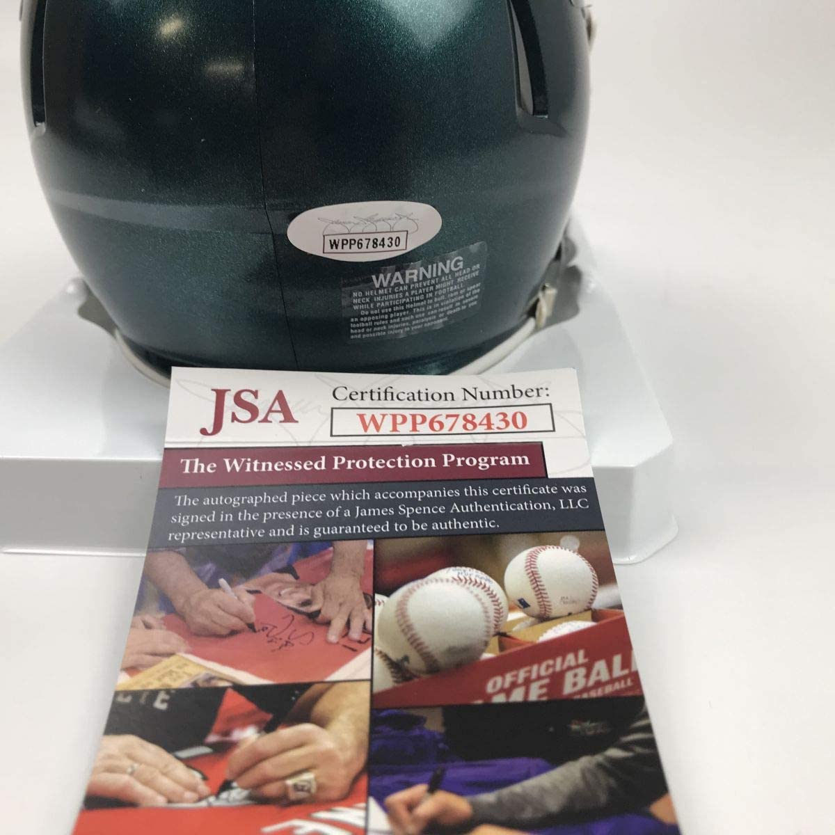 Casco de fútbol americano en miniatura de los Philadelphia Eagles autografiado y firmado por Brandon Graham (JSA COA)