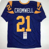 Autographed/Signed Nolan Cromwell Los Angeles LA Blue Football Jersey JSA COA