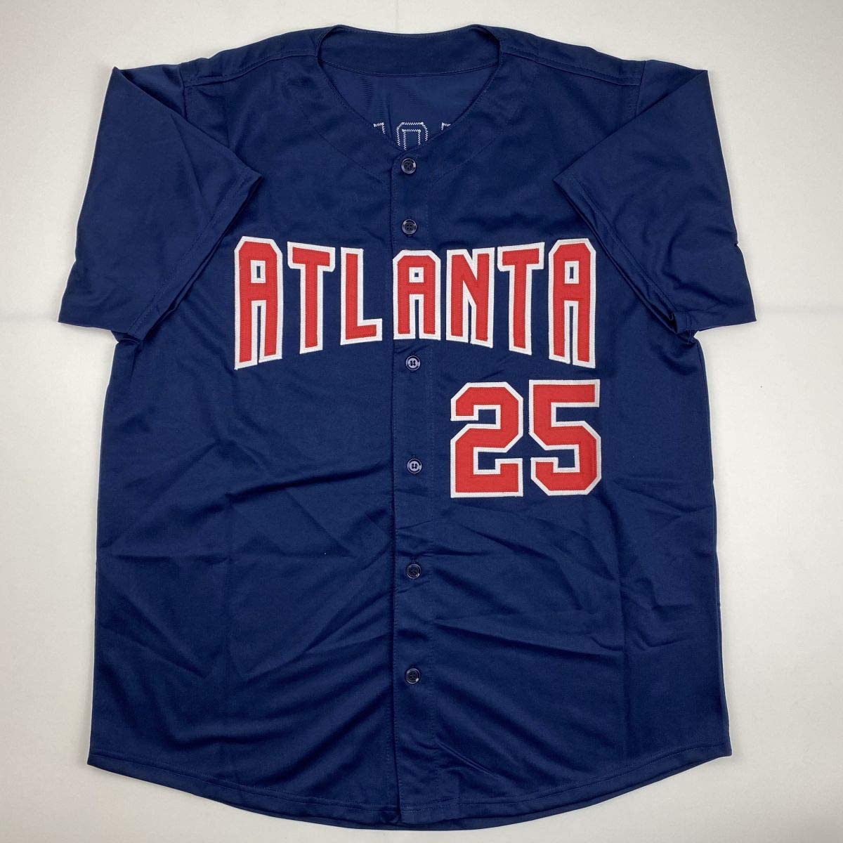 Camiseta de béisbol azul de Atlanta autografiada/firmada por Andruw Jones (JSA COA)