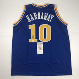 Autographed/Signed Tim Hardaway Golden State Blue Basketball Jersey JSA COA