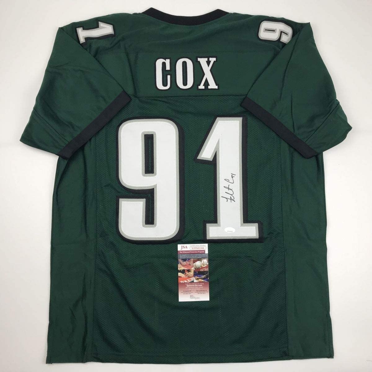 Camiseta de fútbol verde de Filadelfia de Fletcher Cox autografiada/firmada JSA COA