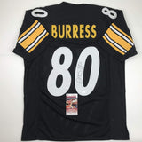 Autographed/Signed Plaxico Burress Pittsburgh Black Football Jersey JSA COA