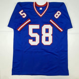 Camiseta de fútbol azul de Nueva York autografiada/firmada por Carl Banks (JSA COA)