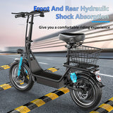 1 Black Carbon Steel Electric Scooter with Intelligent Display, 500W Motor, 14" Tires, 36V 13AH Removable Battery, 35 Miles Range, Foldable Design, Dual Suspension, Rear Brake for Adults - Perfect for Urban Commuting and Holi
