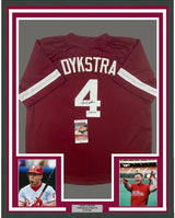 Camiseta de béisbol enmarcada, autografiada y firmada por Lenny Dykstra Nails, 35 x 39, color granate de Filadelfia, JSA COA