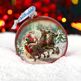 Adorno de cristal grande Speedy Sleigh de G.Debrekht, decoración navideña de Papá Noel y muñeco de nieve - 73959