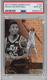 Tarjeta de baloncesto Panini Essentials Donovan Mitchell n.° 149 Rookie RC, clasificada 2017-18, PSA 10 Gem Mint