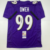 Autographed/Signed Odafe Oweh Baltimore Purple Football Jersey JSA COA