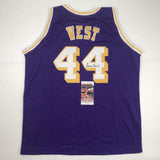 Autographed/Signed Jerry West Los Angeles LA Purple Basketball Jersey JSA COA