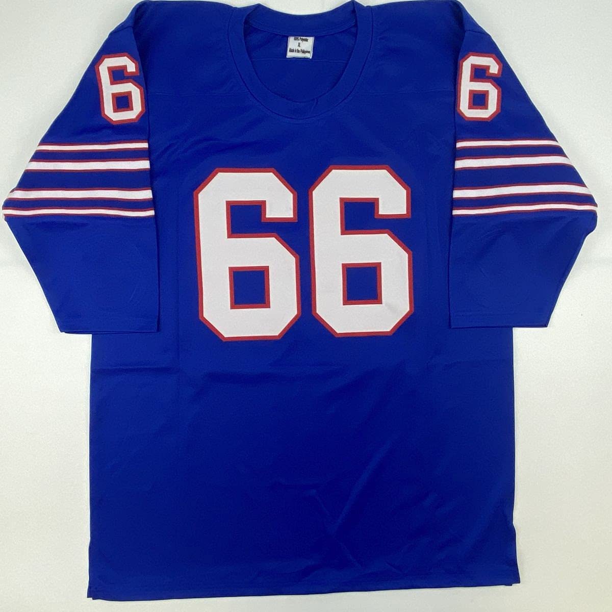Camiseta de fútbol americano azul búfalo autografiada/firmada de Billy Shaw HOF 99 Beckett BAS COA