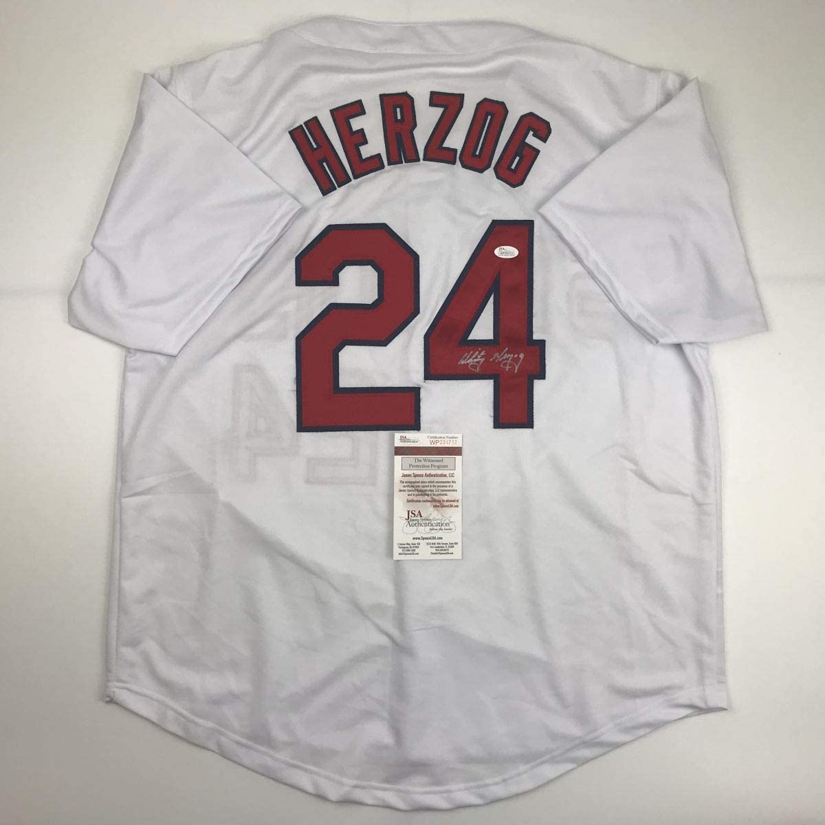 Camiseta de béisbol blanca de St. Louis autografiada y firmada por Whitey Herzog (JSA COA)