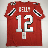 Autographed/Signed Jim Kelly Miami Orange College Football Jersey JSA COA